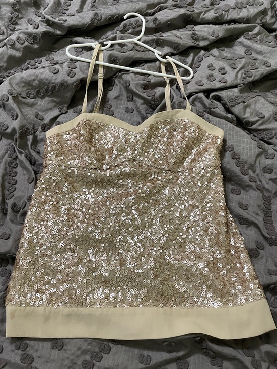 American Eagle Outfitters Tops - American Eagle Gold Sequin Cami Top with Adjustable Straps